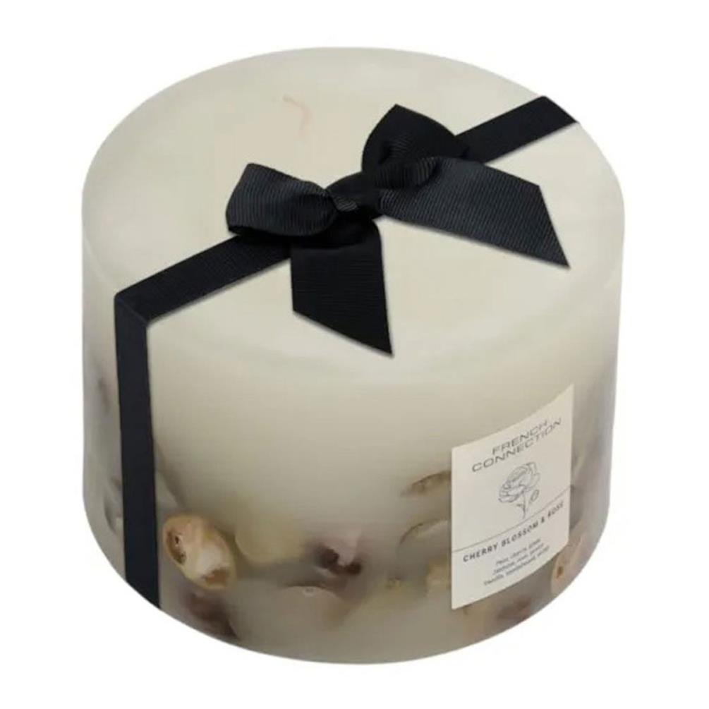 French Connection Cherry Blossom & Rose Pillar Candle 15cm x 10.5cm Extra Image 1